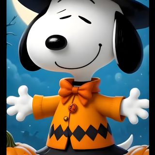 a cartoon dog dressed up as a witch with pumpkins and jack - o'- lanterns Snoopy Halloween Gif Happy Halloween Snoopy Halloween, Happy Halloween Con Snoopy, Halloween Snoopy Pinterest, dim gray