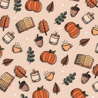an orange and brown fall themed background with books, leaves, and acorns Halloween Aesthetic Phone Autumn Phone, Phone Background, Image Halloween, Halloween Iphone Backgrounds, wheat