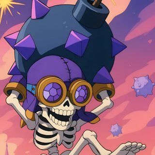 a skeleton with goggles and a hat on flying through the air in front of a purple sky Clash Royale Halloween Skeleton Army Clash Royale Art, Boss Bandit Clash Royale, Clash Of Clans, gray