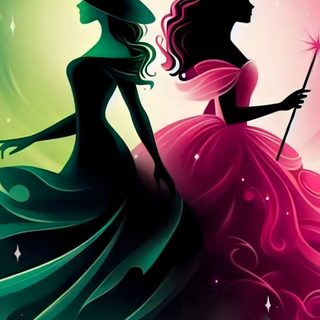 a woman in a dress with a wizard hat on her head and holding a wand Wicked Halloween Wizard Of Oz Decor, Stitch Games, Elphaba And Glinda, Wicked Musical, dark slate gray
