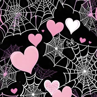 pink hearts and spider webs on black background Cute Halloween Heart Pink Grunge Iphone, Cute Spider Web Background, Halloween Heart, Cute Hollowed, black