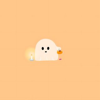 a cartoon ghost with a candle in its hand Cute Ghost Halloween Desktop burlywood