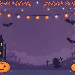 a halloween scene with pumpkins and bats Halloween For Kids Room Cool For Pc, Spooky Background, Garland String Lights, dim gray