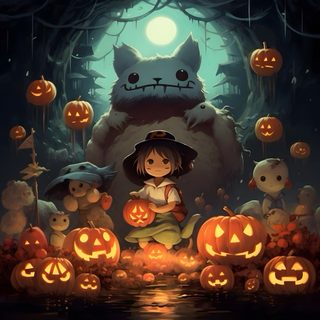 Totoro Halloween Wallpaper, Studio Ghibli Halloween Background, Fall Studio Ghibli, Studio Ghibli Halloween Wallpaper, Studio Ghibli Halloween Ideas, Gibli Studio Halloween, Studio Ghibli Owl, Halloween Studio Ghibli, Ghibli Halloween Wallpaper Studio Ghibli Halloween Totoro Halloween, Studio Ghibli Halloween Background, Fall Studio Ghibli, dark slate gray