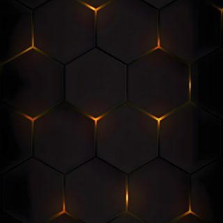 an abstract dark background with glowing lights and hexagonal shapes in the center, Halloween Hexagon Hexagon Background 4k, Black Orange Fire Hexagon Background, Dark Hexagon, Hexagon 4k,