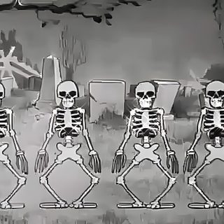 three skeletons are walking in front of tombstones Funny Halloween Gif Spooky Scary Skeletons, Dancing Background, Skeleton Dance Cartoon Gif, Bone Dance, gray