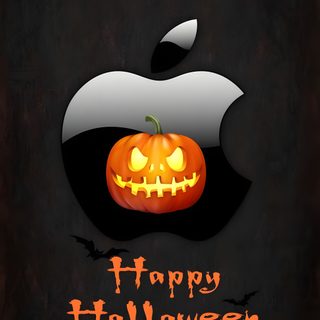 an apple logo with halloween pumpkins on it Apple Iphone Halloween Ios 26 Halloween, Halloween Apple, Cool Halloween Iphone, Happy Halloween Iphone, black