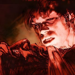 an image of a man with blood on his face Dexter Halloween Dexter Arch Nemesis, Dexter Blood Slide, Dexter With Dark Passenger Behind Him, maroon