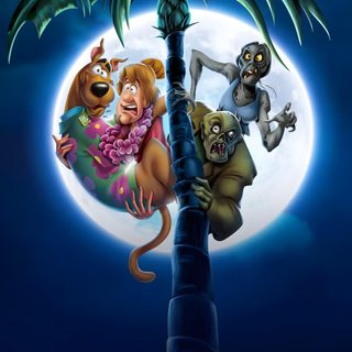 an animated movie poster with monkeys and mice on a palm tree in front of a full moon Scooby Doo Halloween 1920x1080 Daphne And Fred, Kate Micucci, Dutch Netherlands, midnight blue