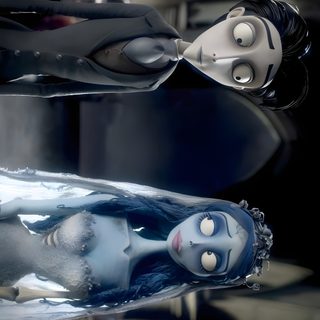 two hairbrushes that are laying on top of each other Halloween Tim Burton Corpse Bride Film, Corpse Bride Scene, Tim Burton Ipad, Laptop Y2k High Quality, black