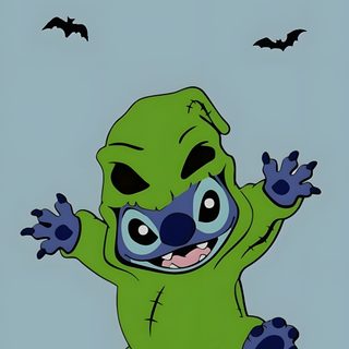 a cartoon character is flying through the air with his arms out and eyes wide open Stitch Halloween Costume Happy Halloween, Halloween, dark gray