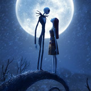 two people are standing on a tree branch in front of a full moon and the sky Halloween Jack And Sally Nightmare Before Christmas, The Nightmare Before Christmas, Nightmare Before Christmas Phone, dark slate blue