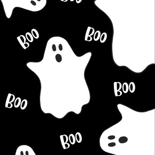 black and white halloween ghost pattern with boos Ios 16 Aesthetic Halloween Diy Halloween Card Design, Black And White Spooky Design, Ghosts With Boos On Black Background,
