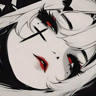 a drawing of a woman with cross on her forehead and eyes painted in black and white Dark Halloween Anime 1920x1080 Game, Ipad Horizontal Hd, Hyper Beast, Goth Anime 4k, rosy brown