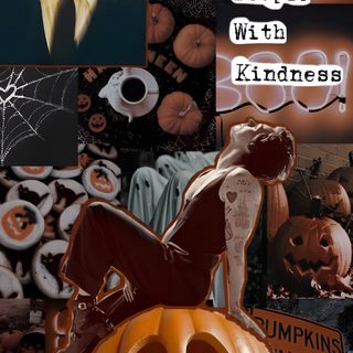 a collage of halloween images with pumpkins and jack - o'- lanterns Harry Styles Halloween One Direction Interviews, One Direction Humor, Cute, dark olive green