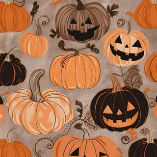 a bunch of pumpkins that are sitting on a tablecloth with faces drawn on them Calabazas Halloween Halloween Aesthetic Iphone, Halloween Texture, Halloween Phone Backgrounds, peru