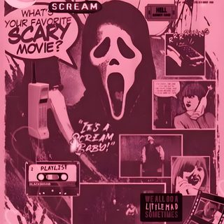 the scream movie poster is shown in pink Pink Halloween Ghostface sienna
