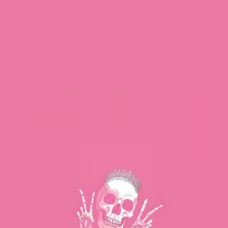 the skeleton is holding up his hand in front of a pink background with white writing on it Pink Halloween Skeleton Skull Pink, Pink Funny, Iphone Pink, Pink Lock Screen Iphone, pale violet red