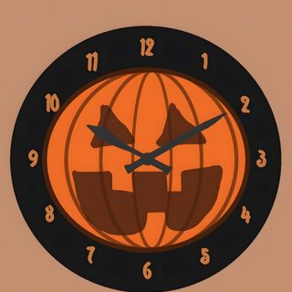 an orange and black clock with the word halloween on it's face in front of a brown background Halloween Digital Watch Halloween Clock App Icon, Fall Clock, October Icons, rosy brown