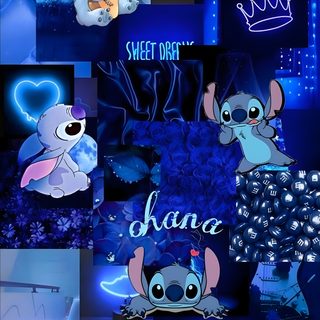 some cartoon characters with different colors and font on their faces, in the style of disney's stitchy world Kawaii Kawaii Cute Stitch Halloween midnight blue