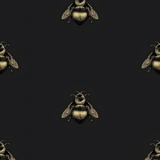 a black and gold bee pattern on a black background Halloween Bees Accent Ideas Bees Design, Black Bee, Sparkly Bee Pattern, Gold Insect Pattern,