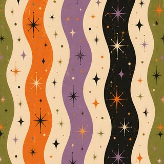 an abstract background with stars and stripes in purple, green, orange, and white Halloween Swirls Party light coral