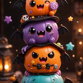 three halloween pumpkins stacked on top of each other Halloween 4d black
