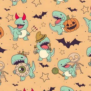 halloween dinos seamless pattern with pumpkins, bats and stars on an orange background Halloween Dinosaur For Nursery Cute Halloween Dinosaur, Halloween Dinosaur Hd, Fall Dinosaur, burlywood