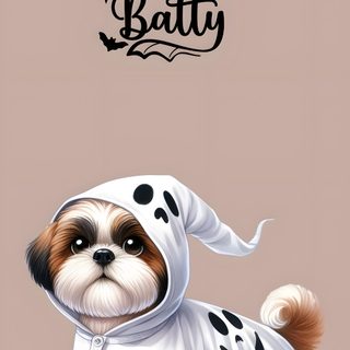a small dog wearing a white and black outfit with the words just a little batty on Dog Halloween Iphone Halloween Dog, Cute Dog Halloween, Spooky Dog, Halloween Dogs, tan