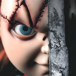 a close up of a doll's face with a knife in its mouth and eyes Halloween Iphone Chucky Chucky Face, Chucky Aesthetic Iphone, Chucky Cute, Chucky Scary, dim gray
