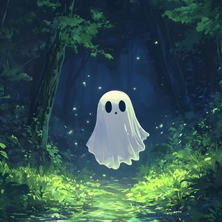 a white ghost floating in the air over a forest filled with green plants and trees Halloween Ghost Tree Backgrounds Ghost, Cool Ghost, Ghost Forest, Green Ghost, Ghost Phone, dark slate gray