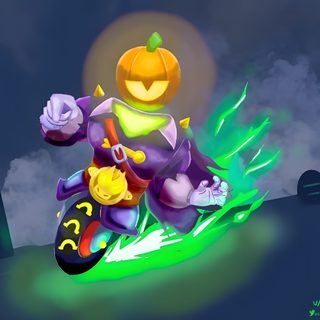 an image of a cartoon character riding a motorcycle with a pumpkin on it's back Halloween Pumpkin Brawl Custom Wicked, Stars, I Cool, Star Art, dark slate gray