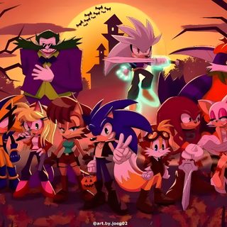 cartoon characters dressed up as witches and pumpkins in front of a spooky background Sonic The Hedgehog Halloween Shadow The Hedgehog, Disney Style, Dibujos Animados Bonitos, brown