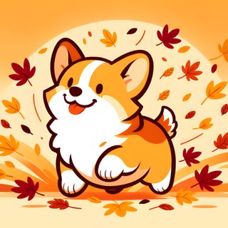 a cartoon corgi sitting in the fall leaves Corgi Halloween Corgi Art, Cute Corgi, Chihuahua, Desktop, Art, Cute Dogs, navajo white