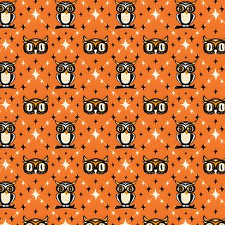 an orange and black owl pattern with stars on it's backgroung Owl Argyle - Retro Halloween Orange Cut & Sew Owl Plush Pumpkin, Halloween Owl Background, Halloween Fair Isle, chocolate
