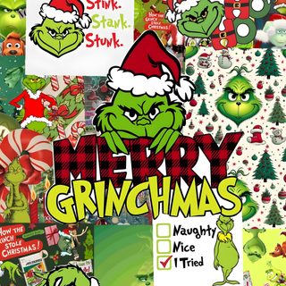 a collage of christmas stickers with the grin's face on it and other holiday Halloween Grinch Christmas Wall Paper Grinch, Grinch For Ipad, Cute Bakgrounds, yellow green