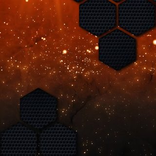 an orange and black background with hexagons in the foreground, some light shining Halloween Hexagon Yellow Hexagon On Dark Background, Dark Hexagon, Orange Hexagon, black