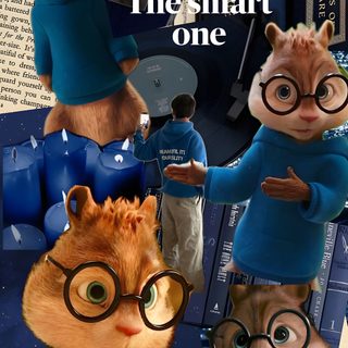an image of two cats wearing glasses and one cat in the middle with text that reads, the smart one Alvin And The Chipmunks Halloween dark slate gray