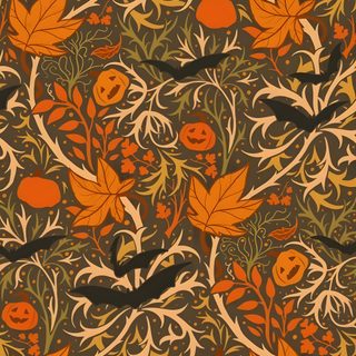 an orange and black floral pattern with leaves Vintage Halloween Orange Autumn Spooky Patterns, Spooky Thanksgiving, Spooky Autumn Decor Pattern, saddle brown