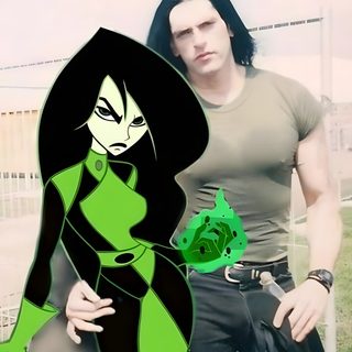 a man with long black hair wearing a green and black outfit next to a cartoon character Type O Negative And Pantera On Halloween Feelings, dark sea green