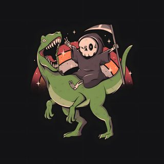 a skeleton riding on the back of a dinosaur Halloween Dinosaur Hd Trippy Dinosaur, Dinosaur, Plains Background, Phone Screen, Funny Cute, Funny, black