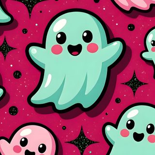 a bunch of little ghost like creatures on a pink background Kids Halloween crimson