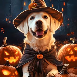 a dog wearing a witches hat sitting in front of pumpkins Halloween Dog Hd Halloween Dog, Cute Dog Halloween, Halloween Dogs, Halloween Dog Background, dark slate gray