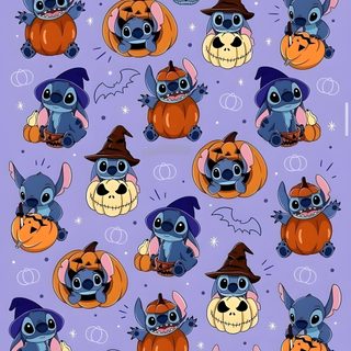stitcher sheet with many different pictures of stitchers and pumpkins on purple background Stitch Halloween For Ipad Kawaii Kawaii Cute Stitch Halloween, Stitch Fall Background, Stitch Halloween For Ipad, light steel blue