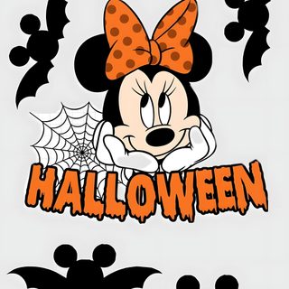 mickey mouse with pumpkins and bats on it's face for boo halloween party Minnie Halloween gainsboro