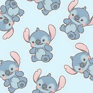a blue and pink wallpaper with small stuffed animals on it's back side Kawaii Kawaii Cute Stitch Halloween Disney Phone Backgrounds, Disney Mignon, Lilo I Stich, Disney, lavender