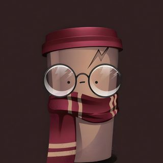 a coffee cup with glasses and a scarf around it's neck that says espresso patronum Harry Potter Halloween Iphone Harry Potter Artwork, Harry Potter Iphone, Harry Potter Drawings, black