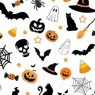 halloween seamless pattern with pumpkins, bats and ghost heads on white background photo Small Halloween Halloween Costumes, Halloween Pattern Iphone, Cute Halloween Backgrounds, white