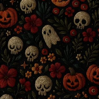 a black background with skulls, flowers and pumpkins Halloween Botanical Simple Halloween Backgrounds, Iphone Spooky, Ipad Spooky, Spooky Fall Phone, black
