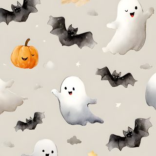 watercolor halloween seamless pattern with ghostes and pumpkins on grey background for wallpaper Halloween Ghost For Nursery Cute Halloween, Cute Pumpkin, Light Halloween, Cellphone Backgrounds, light gray